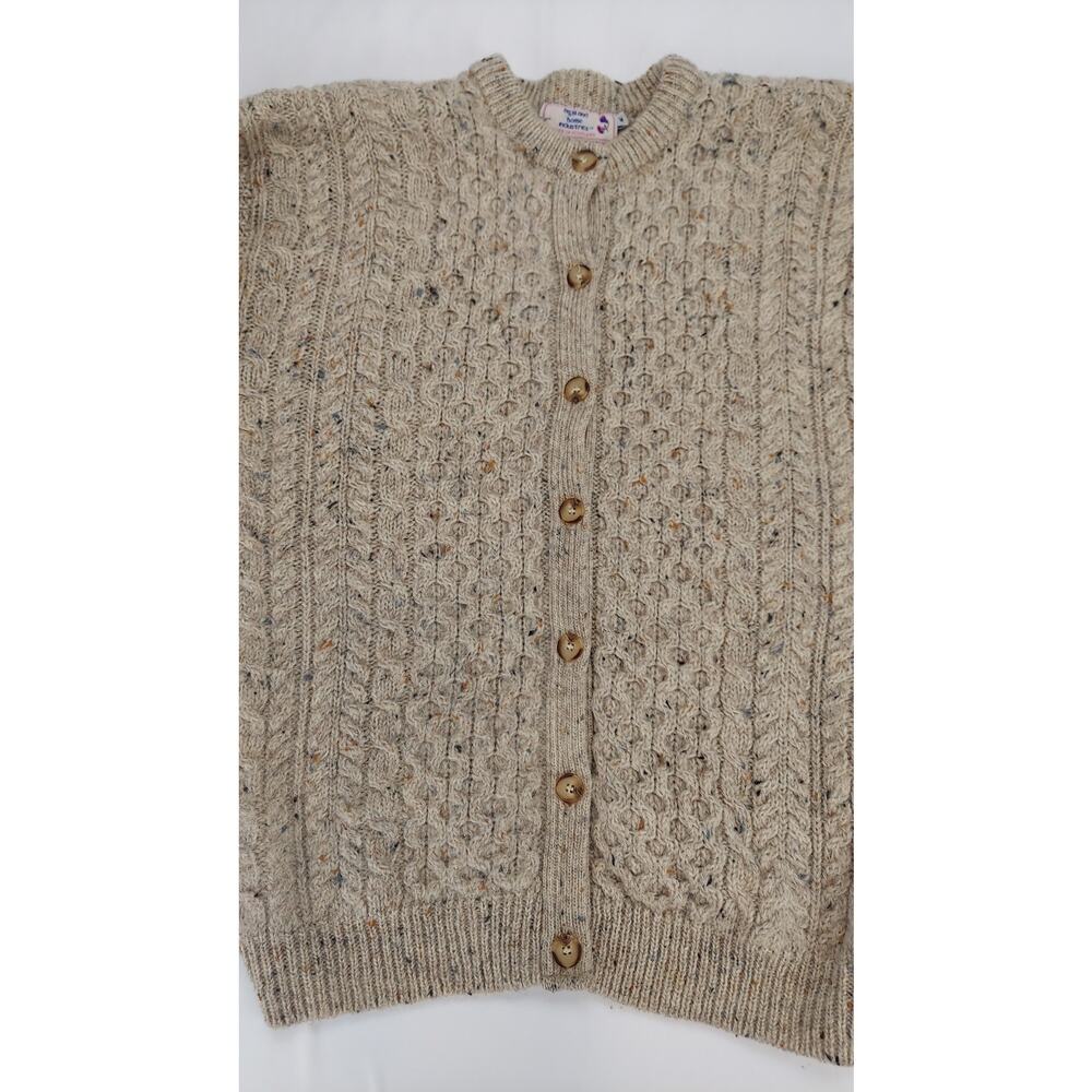 Vintage Highland Home Industries Scotland Wool Fisherman Cardigan Aran Knit M - Picture 10 of 12